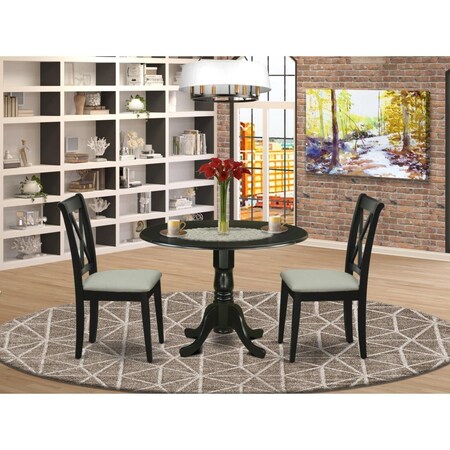 East West Furniture 3 Piece Dublin Dinette Set - Black DLCL3-BLK-C